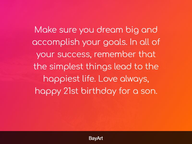21st birthday message for son